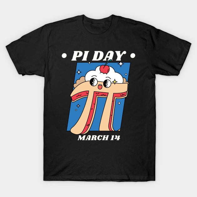 Pi Day March 14 Cartoon Pi Pie T-Shirt by DPattonPD